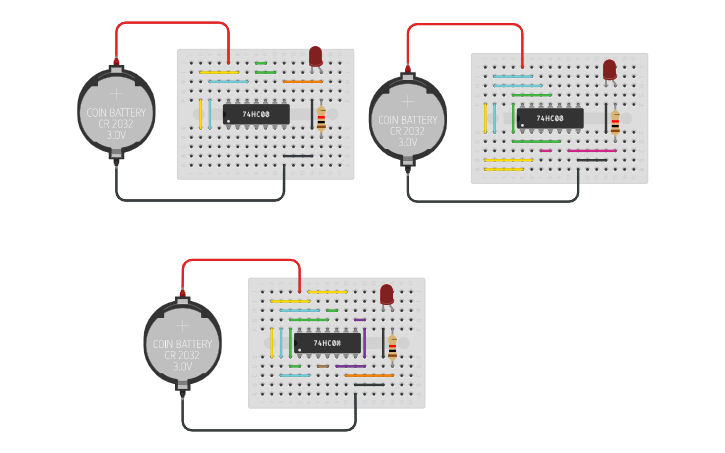 Circuit design AND, OR, XOR Gates with NAND Gates - Tinkercad