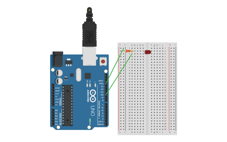 Circuit design Practica LED Parpadeo - Tinkercad