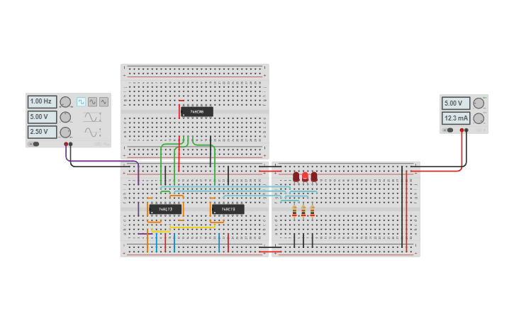 Circuit design Contatore Sincrono - Tinkercad