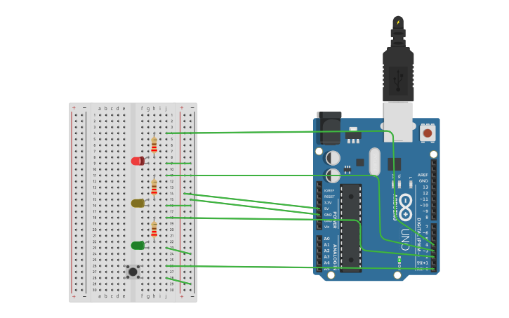 Circuit design Traffic Light | Tinkercad