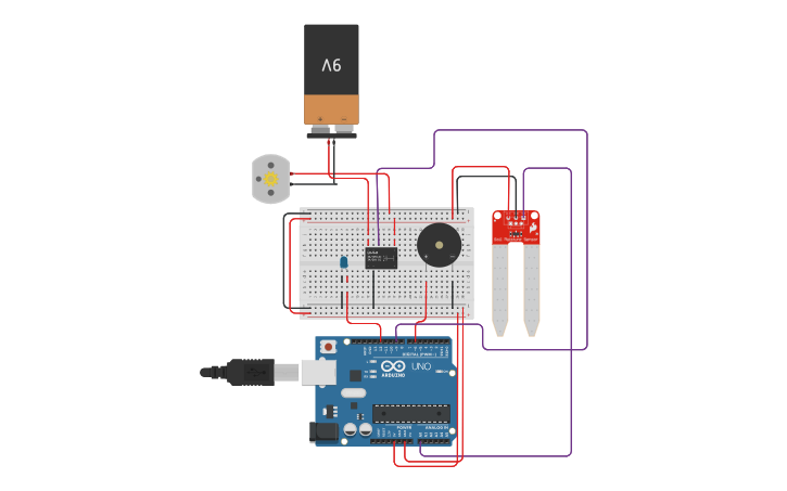 Circuit design Smart Irrigation | Tinkercad
