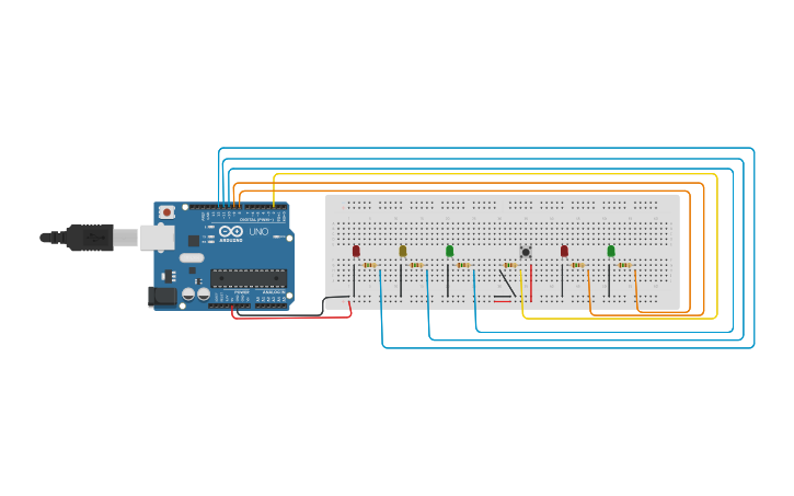 Circuit design Project 4 - Interactive Traffic Lights | Tinkercad
