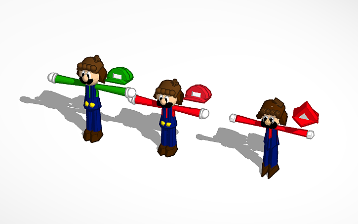 2d Mario Rig 3D design Mario and Luigi + Low poly Mario rigs | Tinkercad