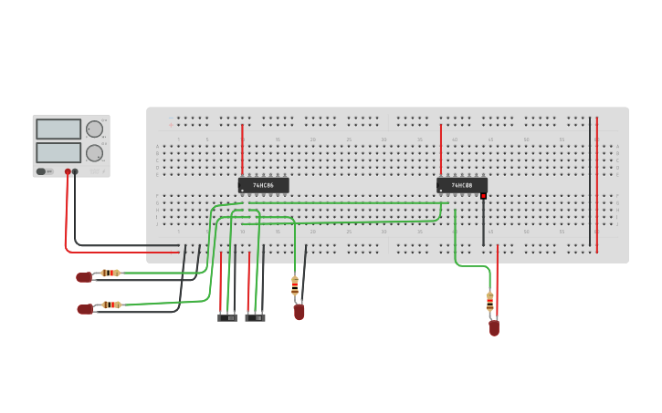 Circuit design Half Adder - Tinkercad