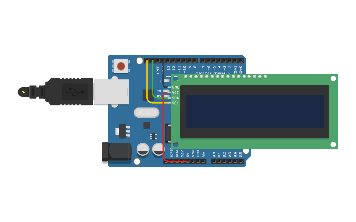 Circuit design 9 LCD with I2C - Tinkercad
