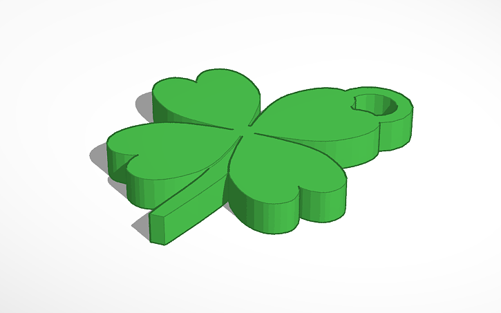 Clover Designcad 3D design Four-Leaf Clover Charm - Tinkercad