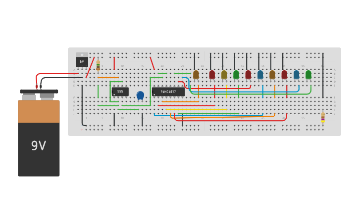 Circuit design LED CHASER - Tinkercad
