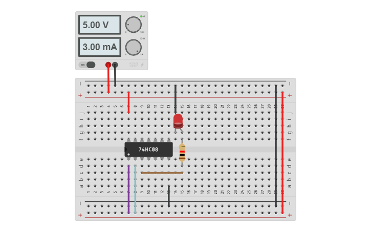 Circuit design 74HC08 AND | Tinkercad