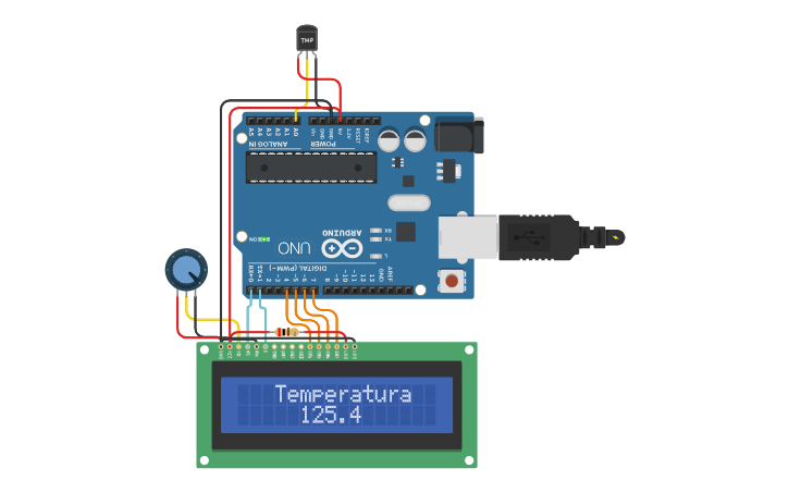 Circuit design Termometro Ambientale su LCD - Tinkercad