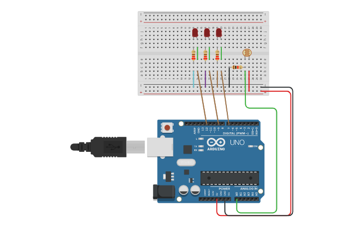 Circuit design Fotoresistor - Tinkercad