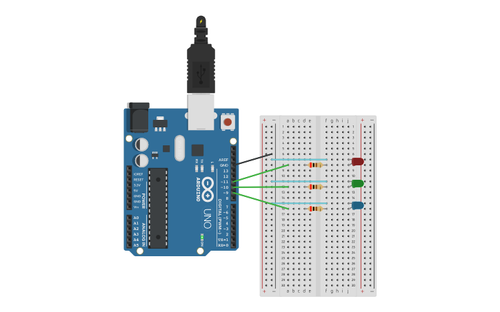 Circuit design serial rgb lamp - Tinkercad