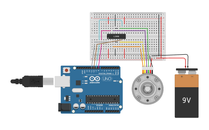 Circuit design Stepper motor - Tinkercad