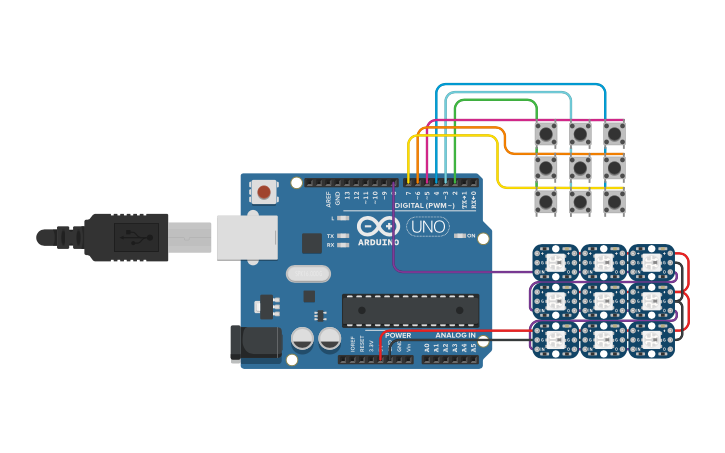 Circuit design LED Matrix - Tinkercad