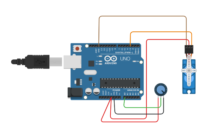 Circuit design Control_Servo_angle using _potentiometer - Tinkercad