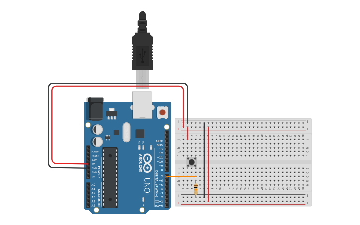 Circuit design Resistor pull down | Tinkercad