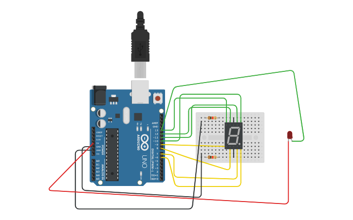 Circuit design seven segment display - Tinkercad