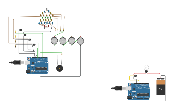 Circuit design Christmas Lights - Tinkercad