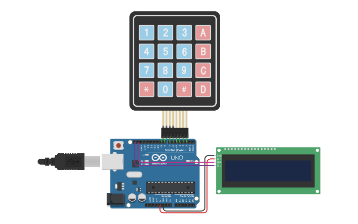 Circuit design R42. Keypad Calculator - Tinkercad