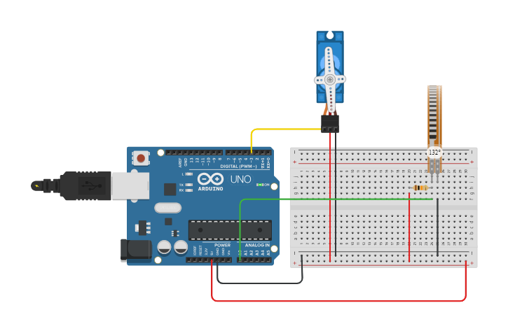 Circuit design Copy of FLEX SENSOR - Tinkercad