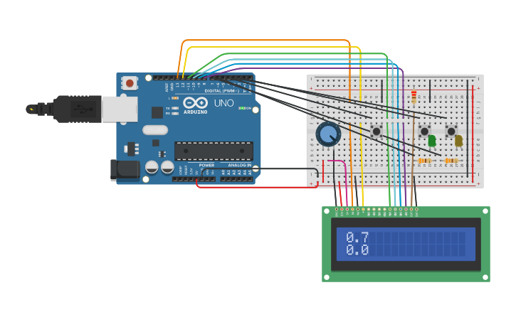 Circuit design debounce w timers | Tinkercad