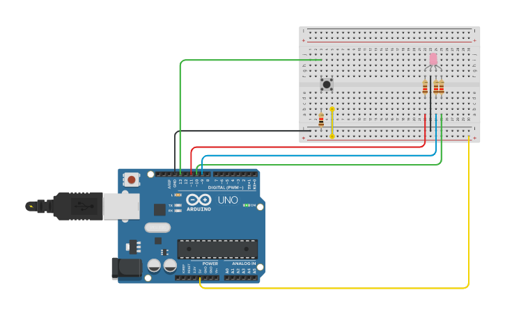 Circuit design led rgb con botón - Tinkercad