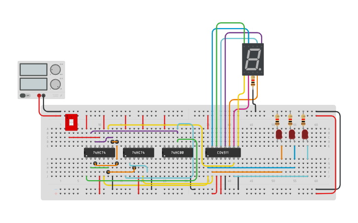 Circuit design Kelompok 5 TSD D-Flip FLop 3 Bit - Tinkercad