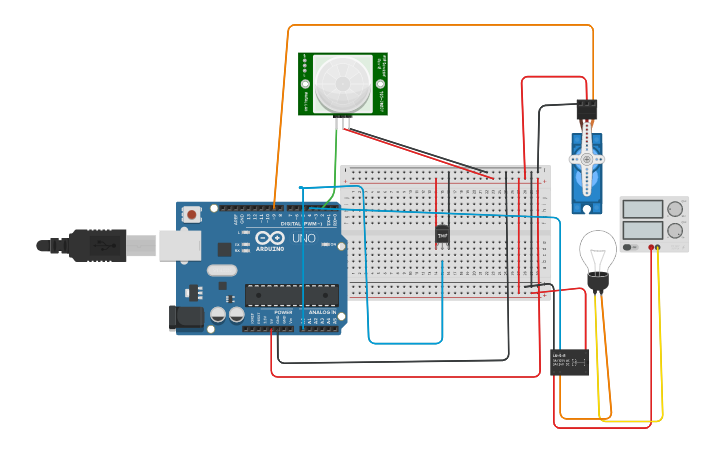 Circuit design PIR sensor | Tinkercad