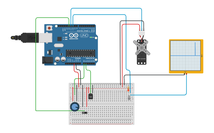 Circuit design Sensor + Actuator - Tinkercad