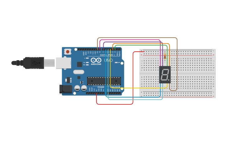 Circuit design 7 segment display using arduino - Tinkercad