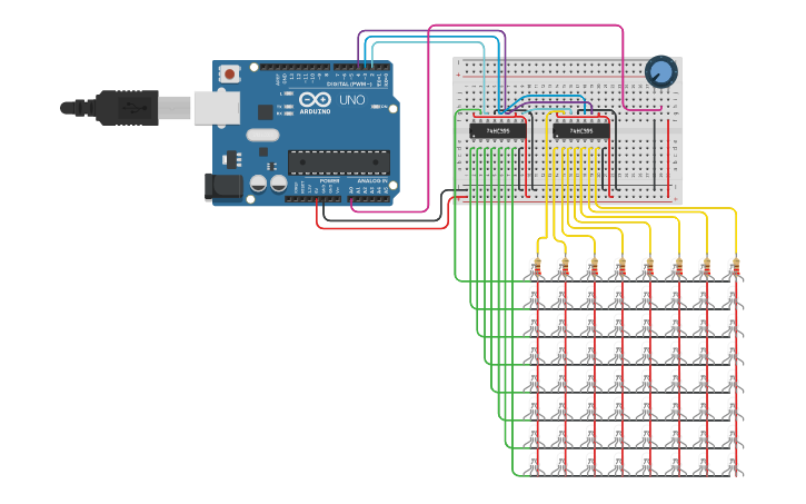 Circuit design 8x8 LED Matrix - Tinkercad