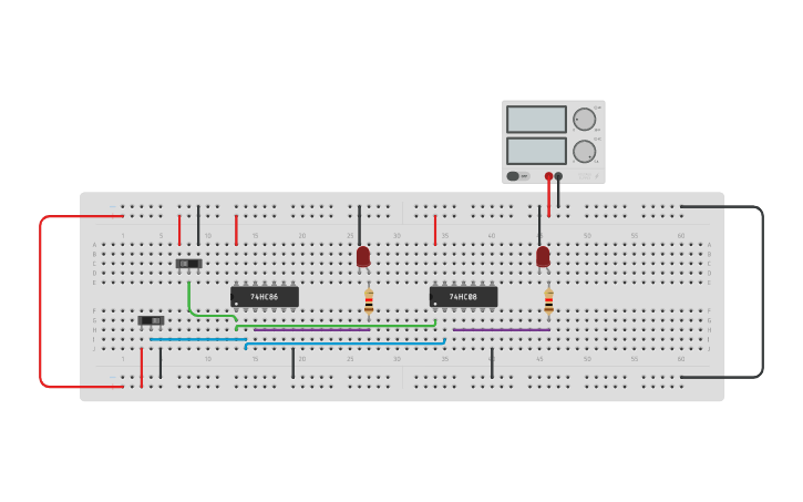 Circuit design Half adder using logic gates - Tinkercad
