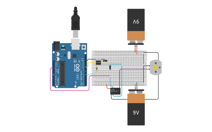 Circuit design DC MOTOR WITH RELAY - Tinkercad