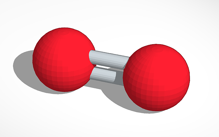 3D design Oxygen O2 Simple Molecule | Tinkercad