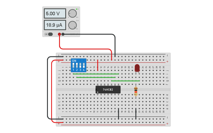 Circuit design NOR Gate - Tinkercad