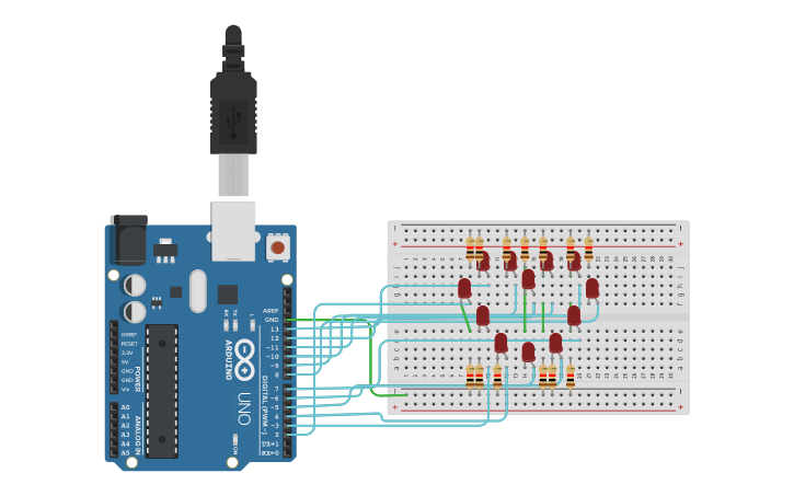 Circuit design Hearts_LED - Tinkercad