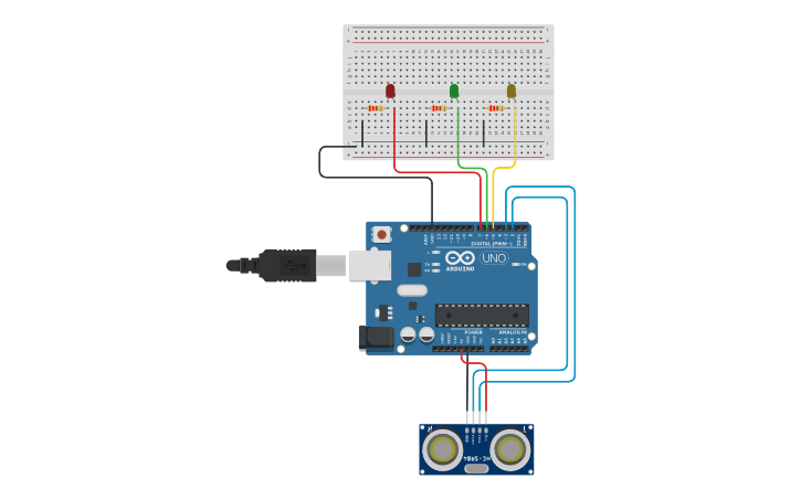 Circuit design Distance Sensor Code | Tinkercad