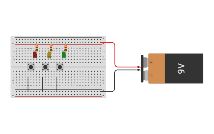 Circuit design Traffic Light - Tinkercad