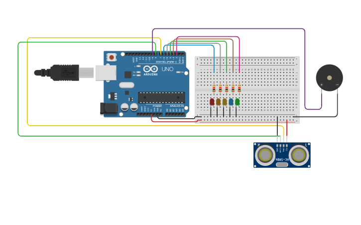 Circuit design Water Level Indicator - Tinkercad