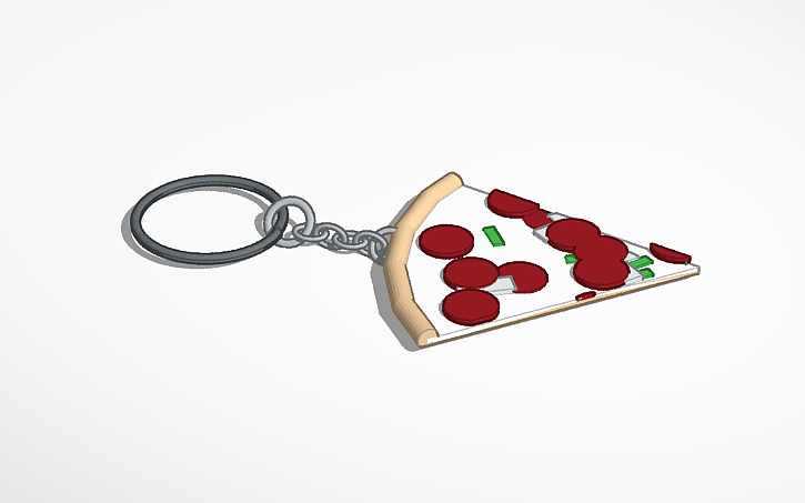 3D design Pepperoni pizza, keychain - Tinkercad