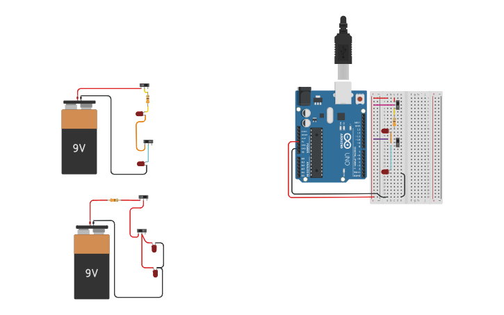 Circuit design 2 Leds | Tinkercad