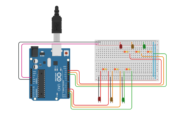 Circuit design 2-Way Traffic Light | Tinkercad
