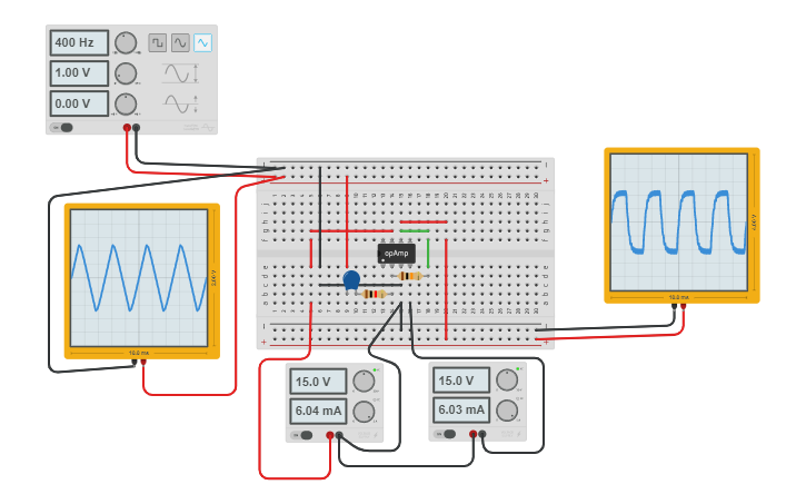 Circuit design op- amp-Differentiator - Tinkercad