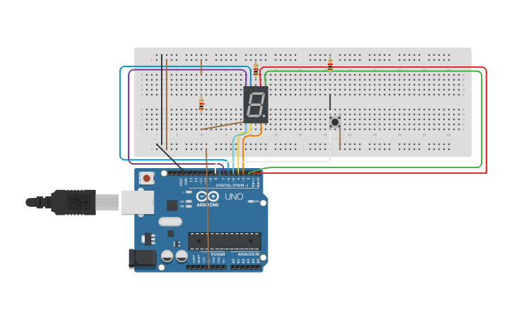 Circuit design DISPLAY DE 7 SEGMENTOS - Tinkercad