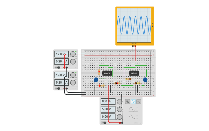 Circuit design Filtro Passabanda - Tinkercad