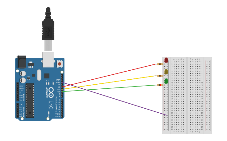 Circuit design traffic lights projects - Tinkercad
