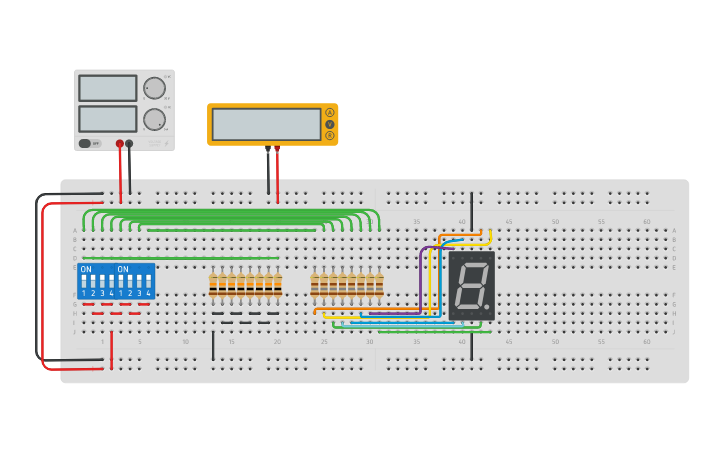 Circuit design Display 7 seg - Tinkercad