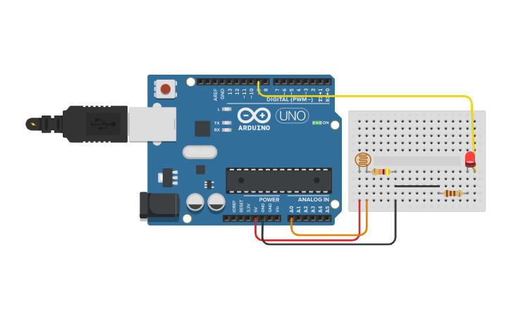 Circuit design LDR Arduino - Tinkercad