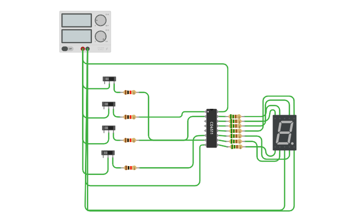 Circuit design 7 segment display - Tinkercad