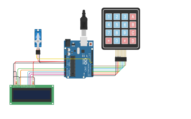 Circuit design Digital Keypad Security Door Lock using Arduino - Tinkercad