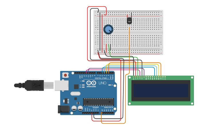 Circuit design Temperature Sensor | Tinkercad